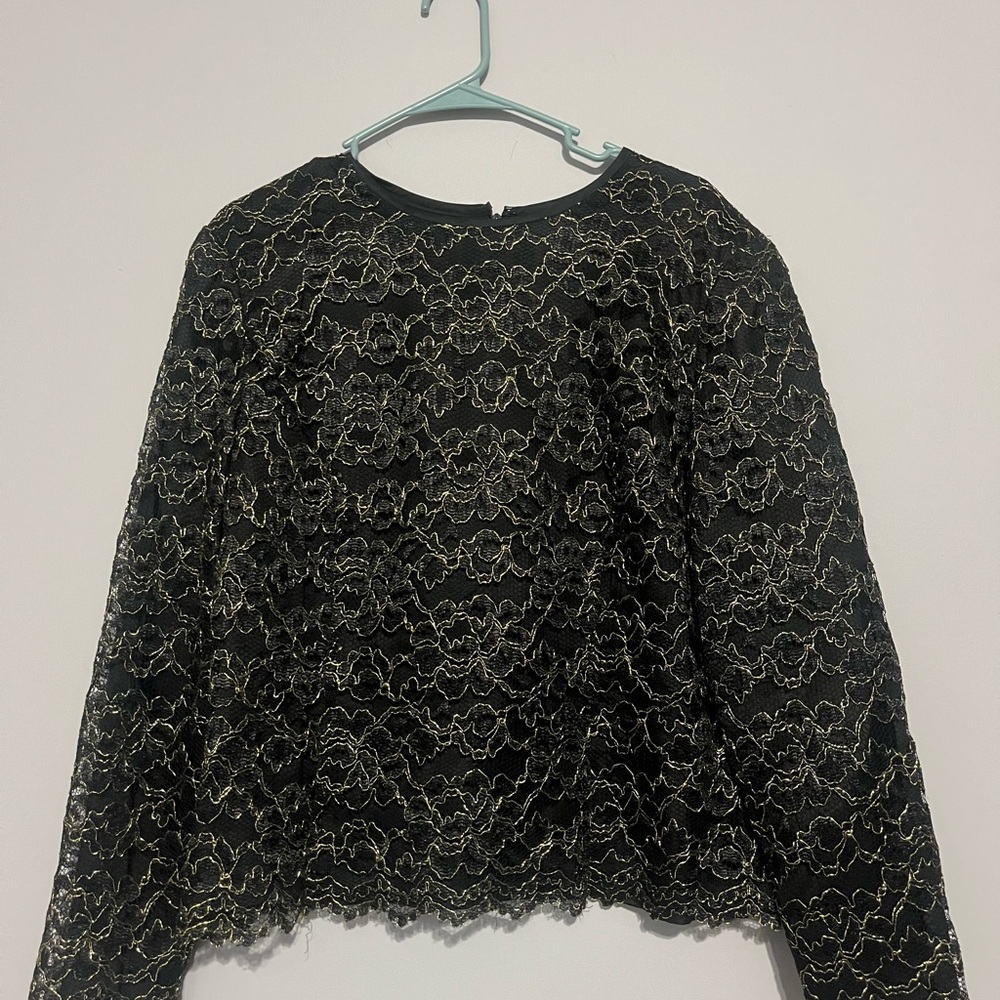 Elegant Black and Gold Lace‎ Women's Top